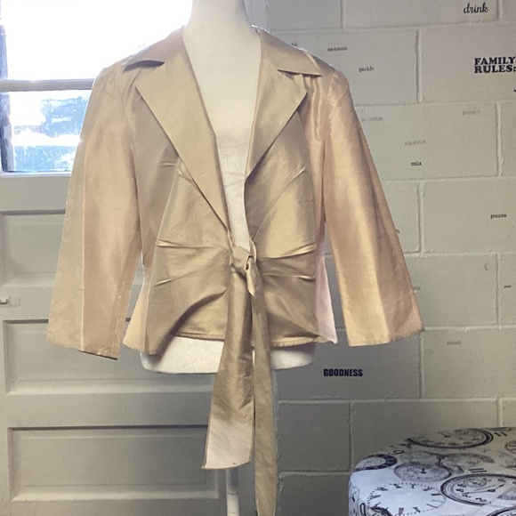 Talbots pure silk dress jacket Set SIZE 16 GOLD. MOTHER OF THE BRIDE ?EVENING ? - Picture 3 of 10